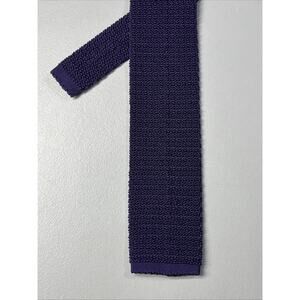 Ben Silver Knit Silk Square Tie Purple Mens Necktie